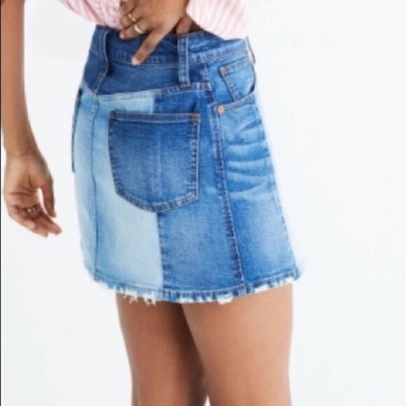 Madewell McCarren Two Tone Patchwork Skirt Size 26 - Picture 5 of 5